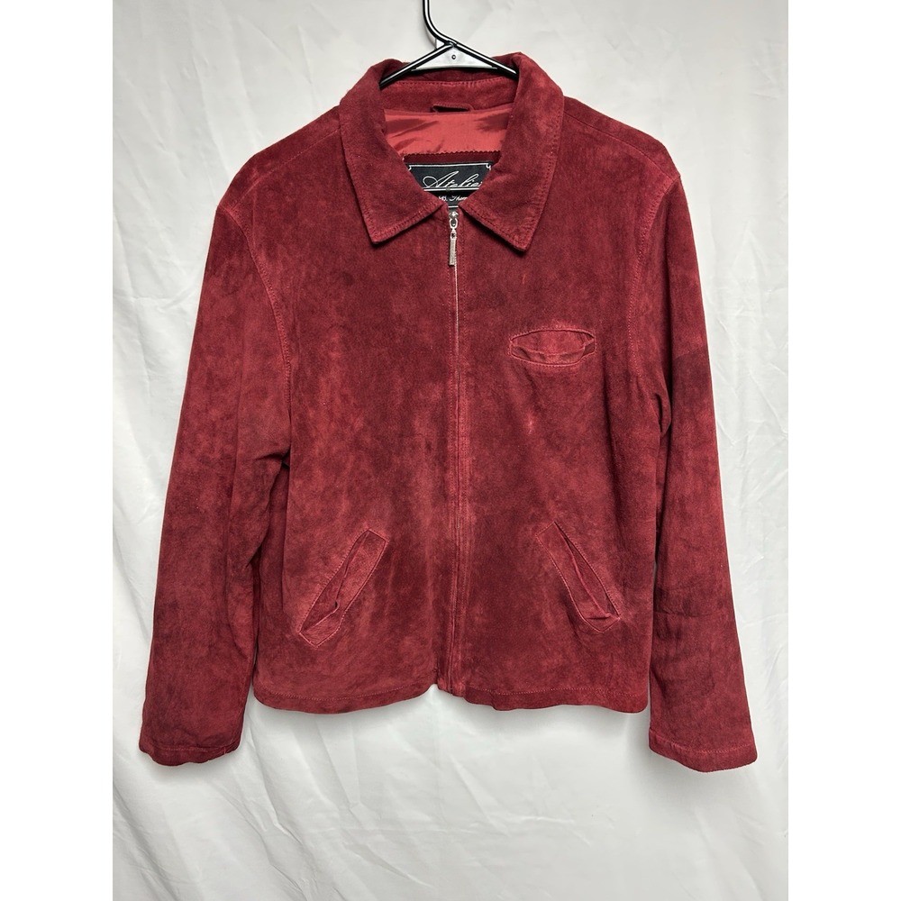 Atelier By B Thomas VTG Suede Leather Jacket Burgundy Indie Sleaze Y2K Womens 1X